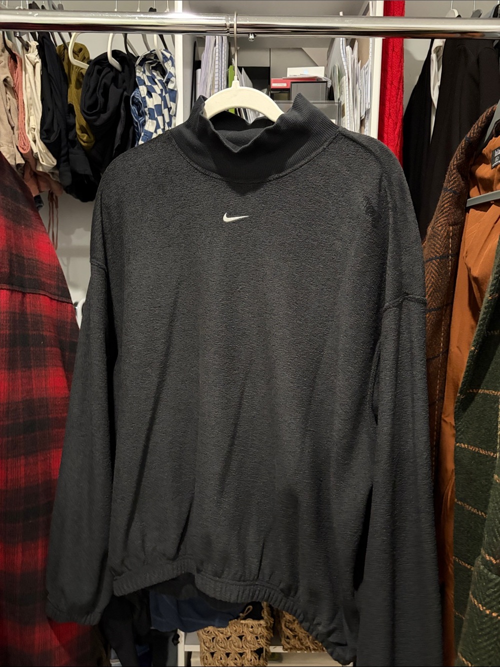 Nike Black Turtleneck Sweatshirt with White Swoosh